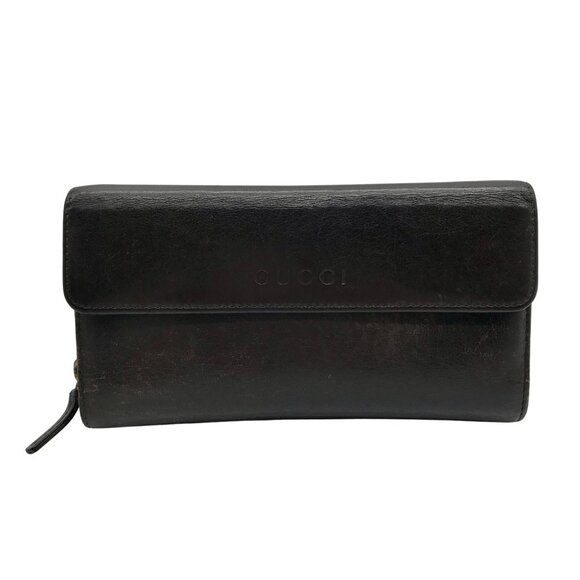 Gucci Dark Brown Leather Long Tri-Fold Wallet - Picture 1 of 12